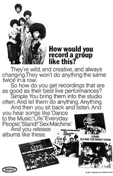 Sly and the Family Stone ad in the Fillmore East program